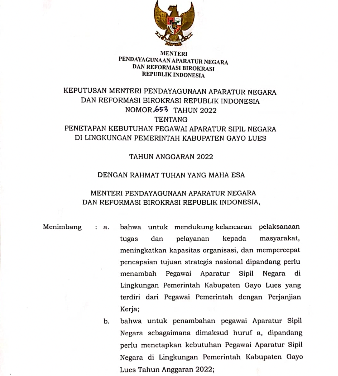 Formasi Resmi PPPK 2022 Kabupaten Gayo Lues